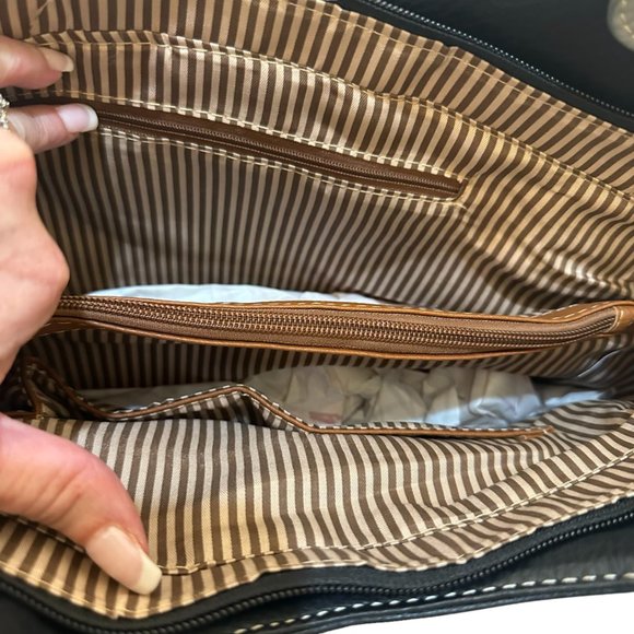 (7-200) Brand New with Tag -Black & (Turq) Western Style Two Handle Shoulder Bag - Picture 8 of 12